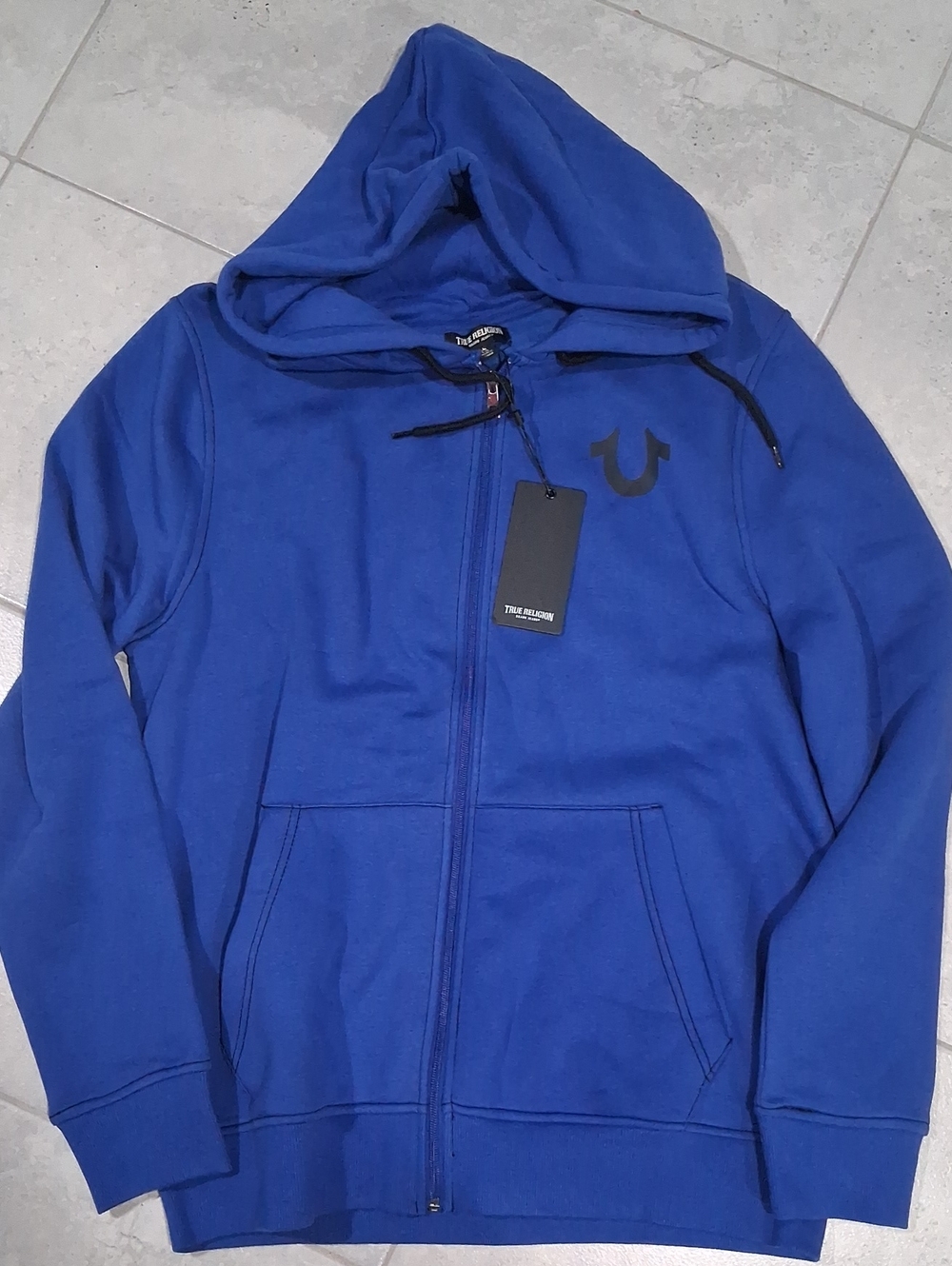 True Religion Contrast Zip Hoodie Size-L Color-Royal Blue NWT
